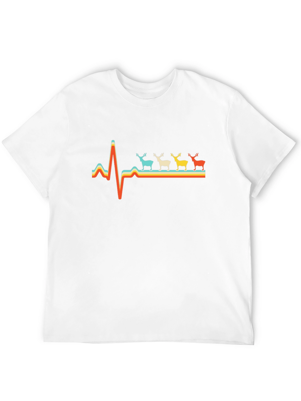Retro Heartbeat Reindeer Graphic T-Shirt