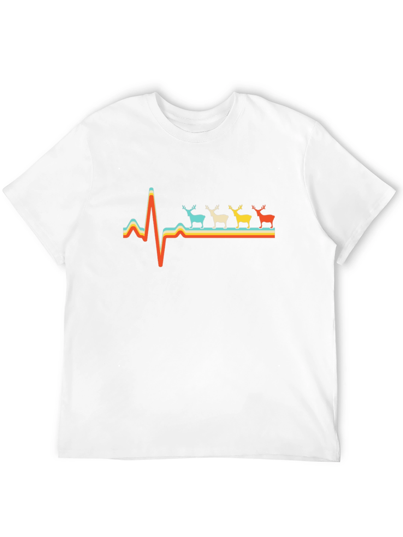 Retro Heartbeat Reindeer Graphic T-Shirt