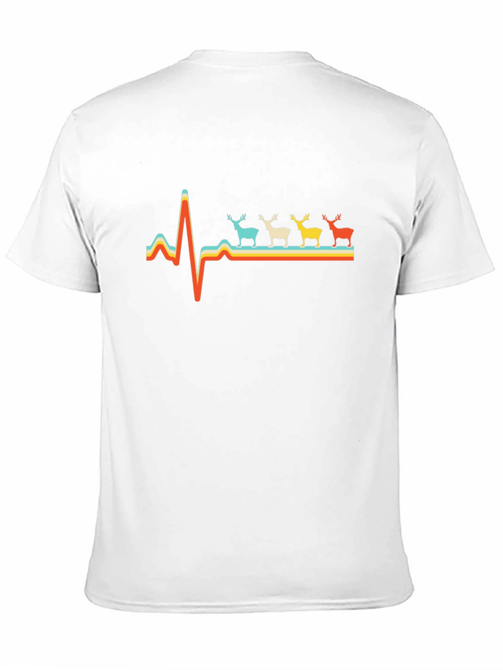 Retro Heartbeat Reindeer Graphic T-Shirt