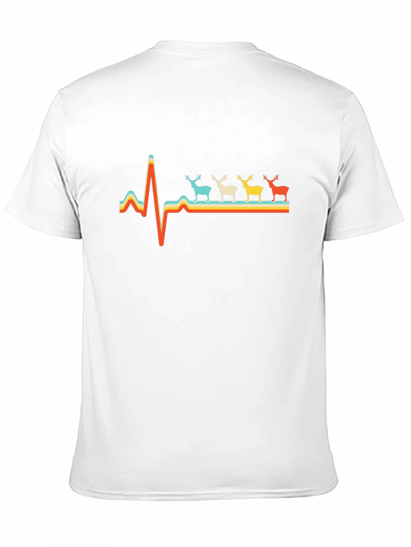 Retro Heartbeat Reindeer Graphic T-Shirt