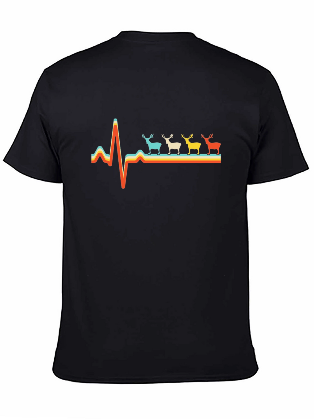 Retro Heartbeat Reindeer Graphic T-Shirt