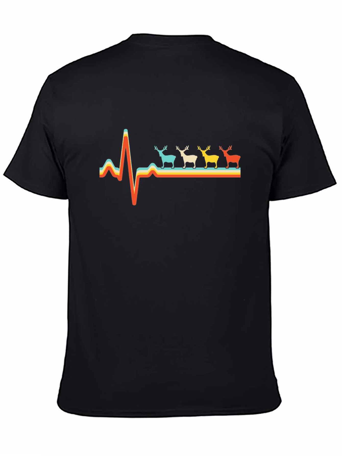 Retro Heartbeat Reindeer Graphic T-Shirt