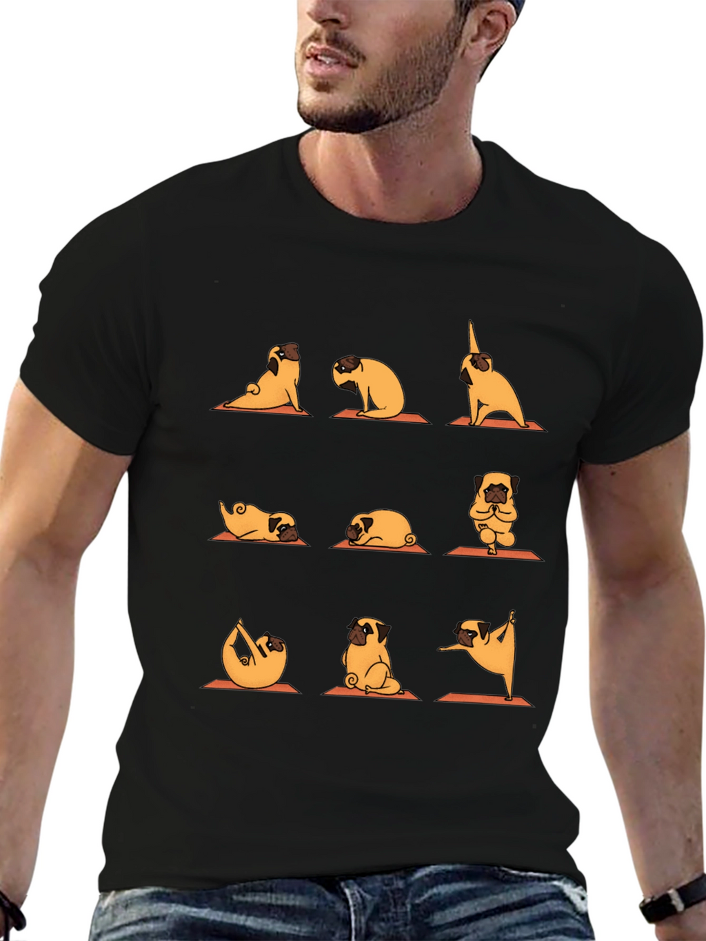 Yoga Pug Graphic Tee -  Relaxed Fit T-Shirt