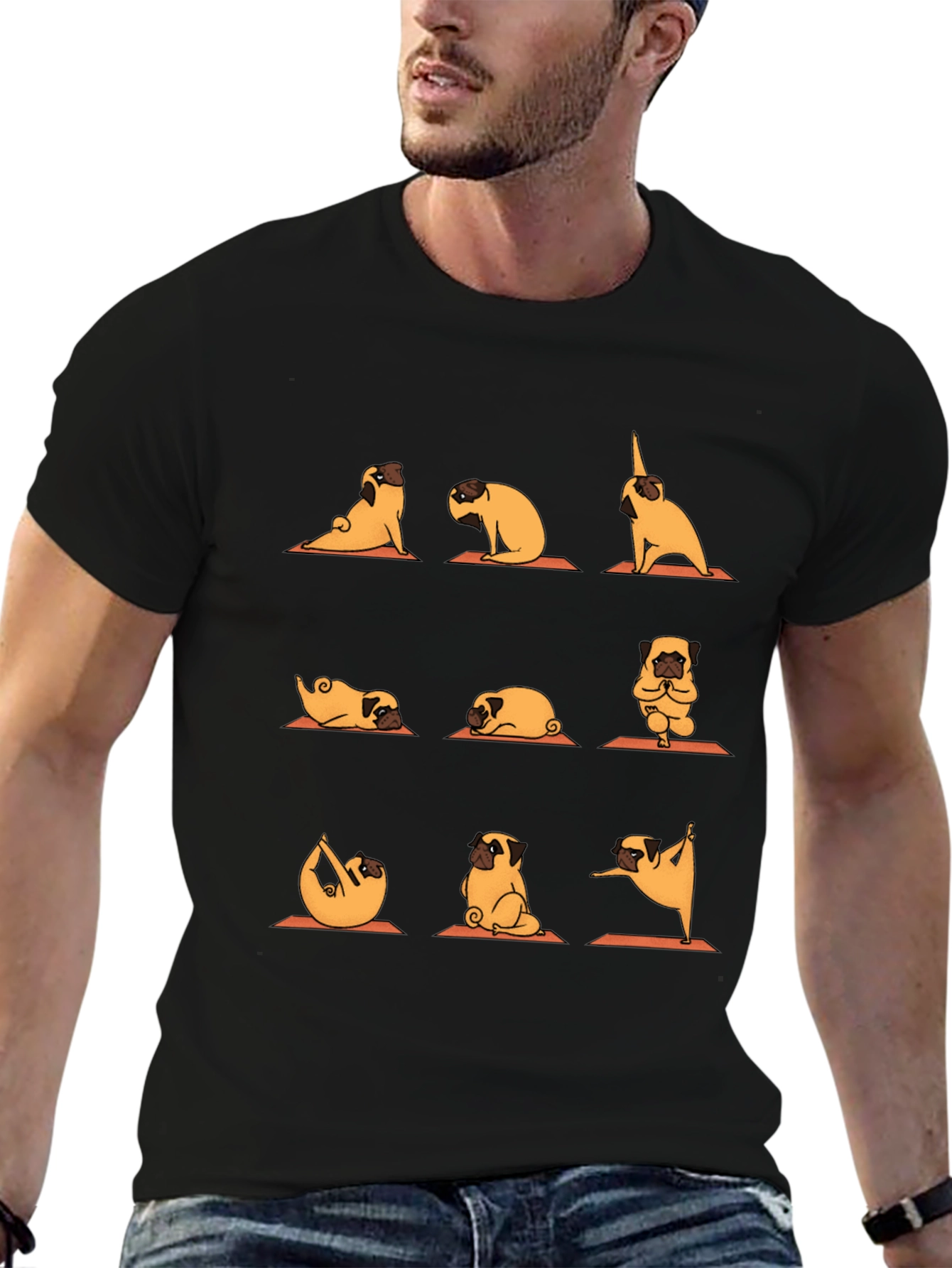 Yoga Pug Graphic Tee -  Relaxed Fit T-Shirt