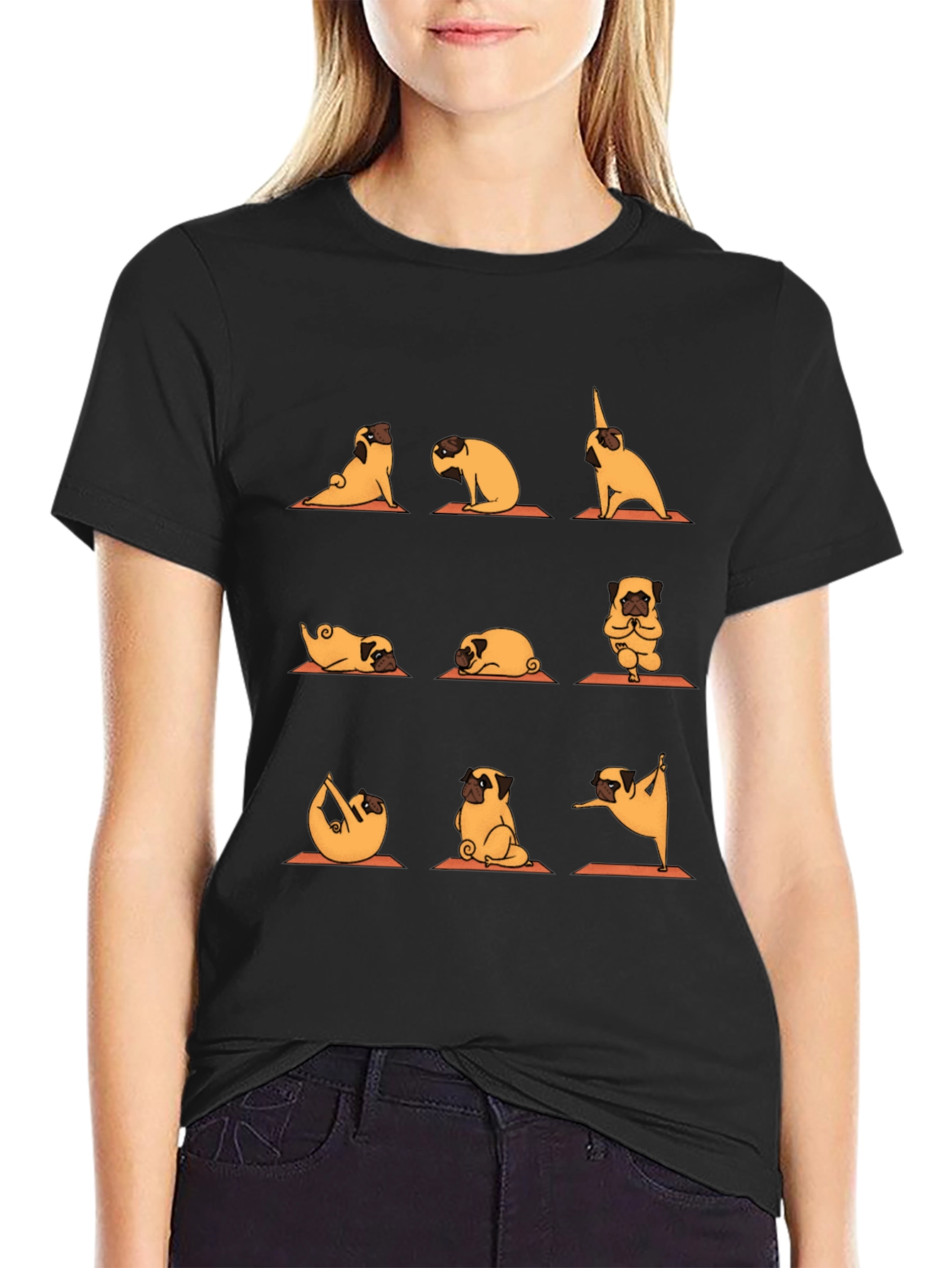 Yoga Pug Graphic Tee -  Relaxed Fit T-Shirt