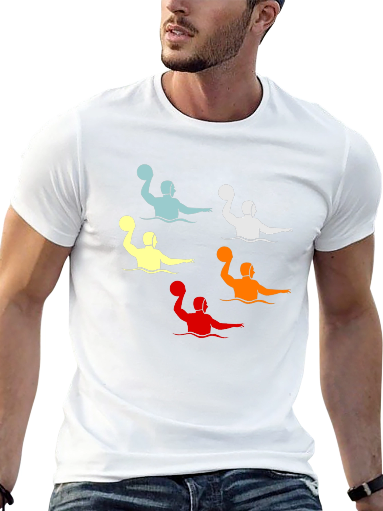 Colorful Water Polo Player Graphic T-Shirt