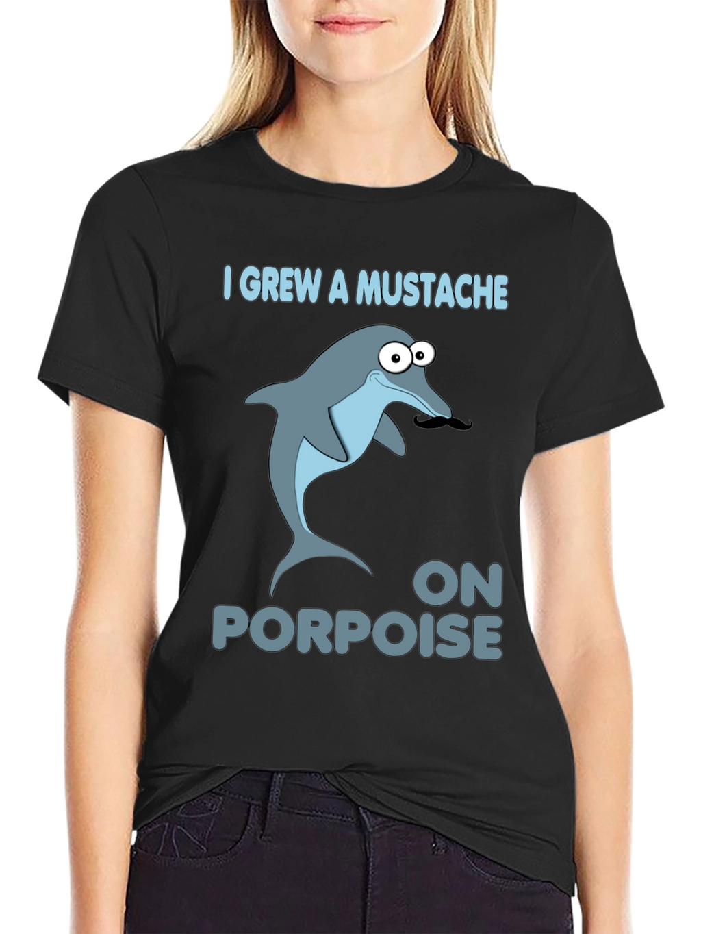 Funny Dolphin Mustache Pun T-Shirt