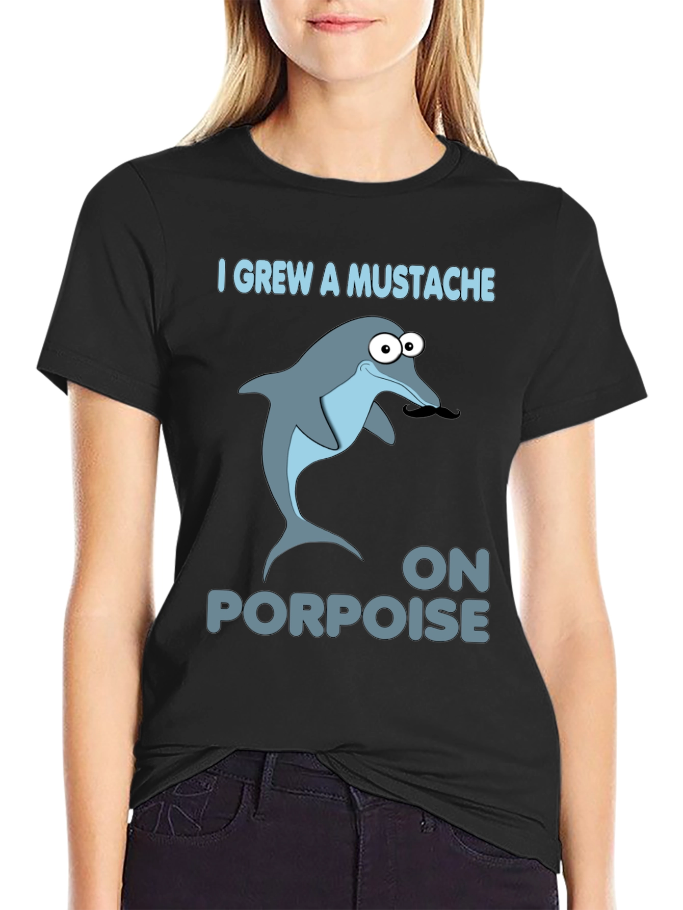 Funny Dolphin Mustache Pun T-Shirt