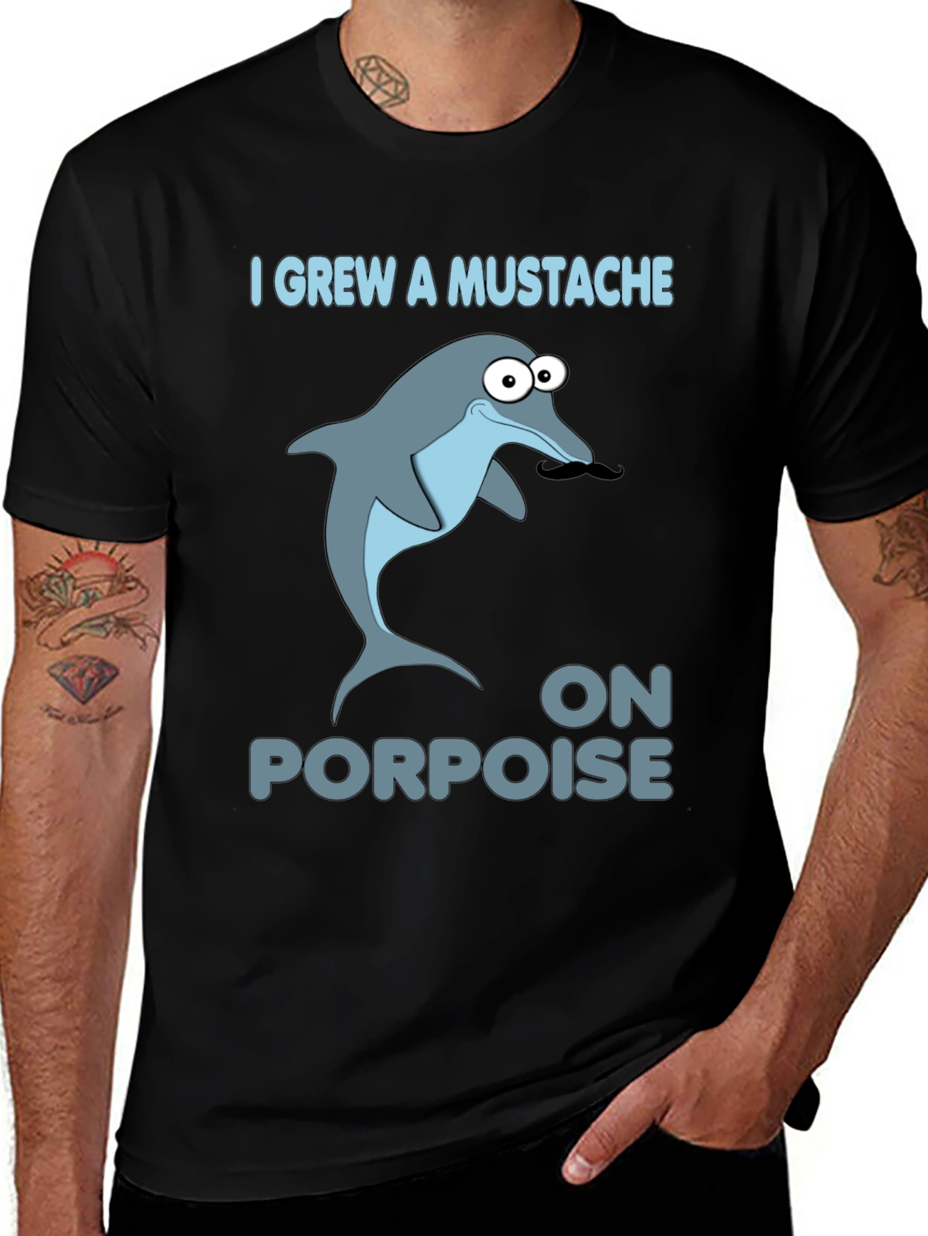 Funny Dolphin Mustache Pun T-Shirt