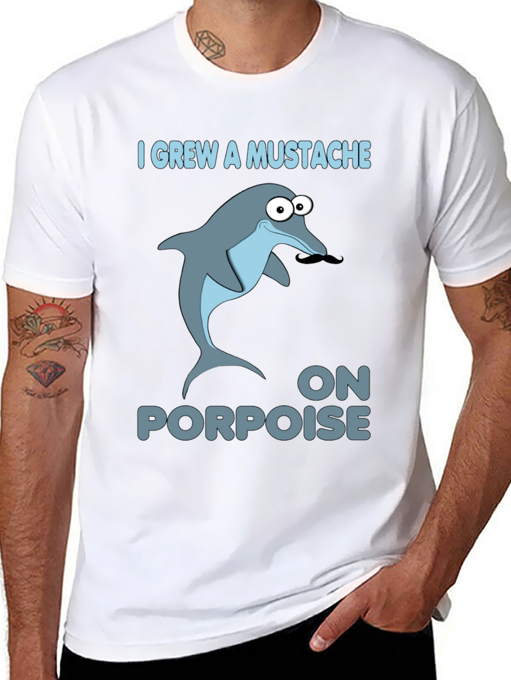 Funny Dolphin Mustache Pun T-Shirt