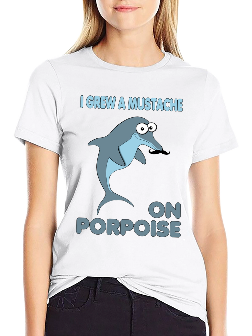 Funny Dolphin Mustache Pun T-Shirt