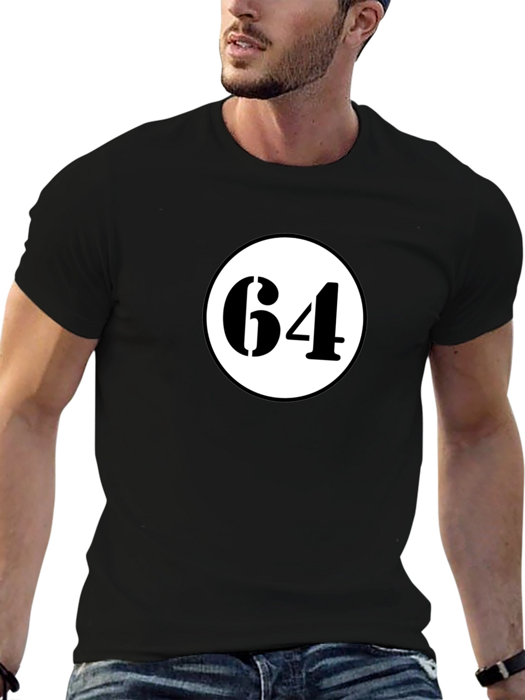 Black T-Shirt with 64 Circle Graphic