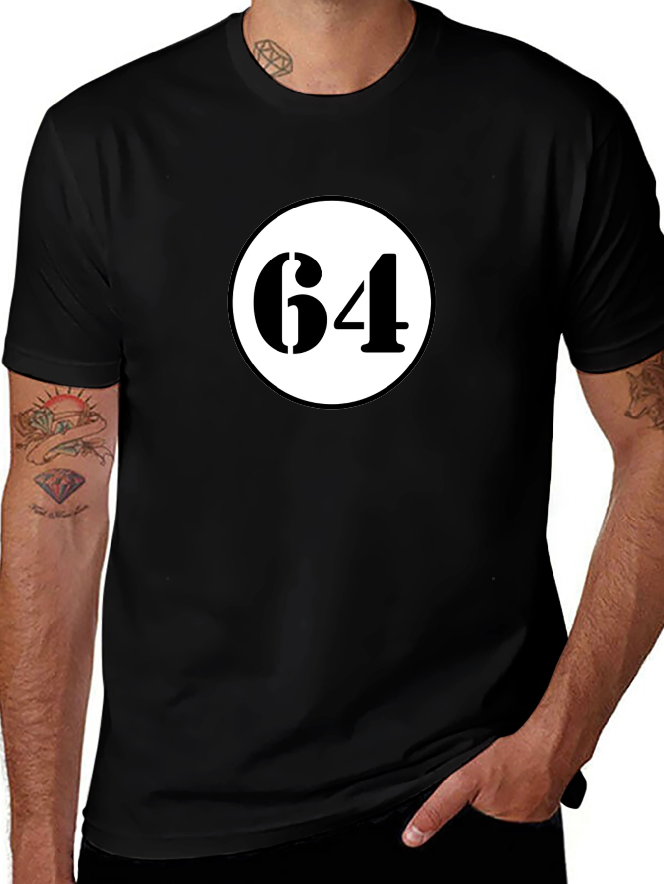 Black T-Shirt with 64 Circle Graphic