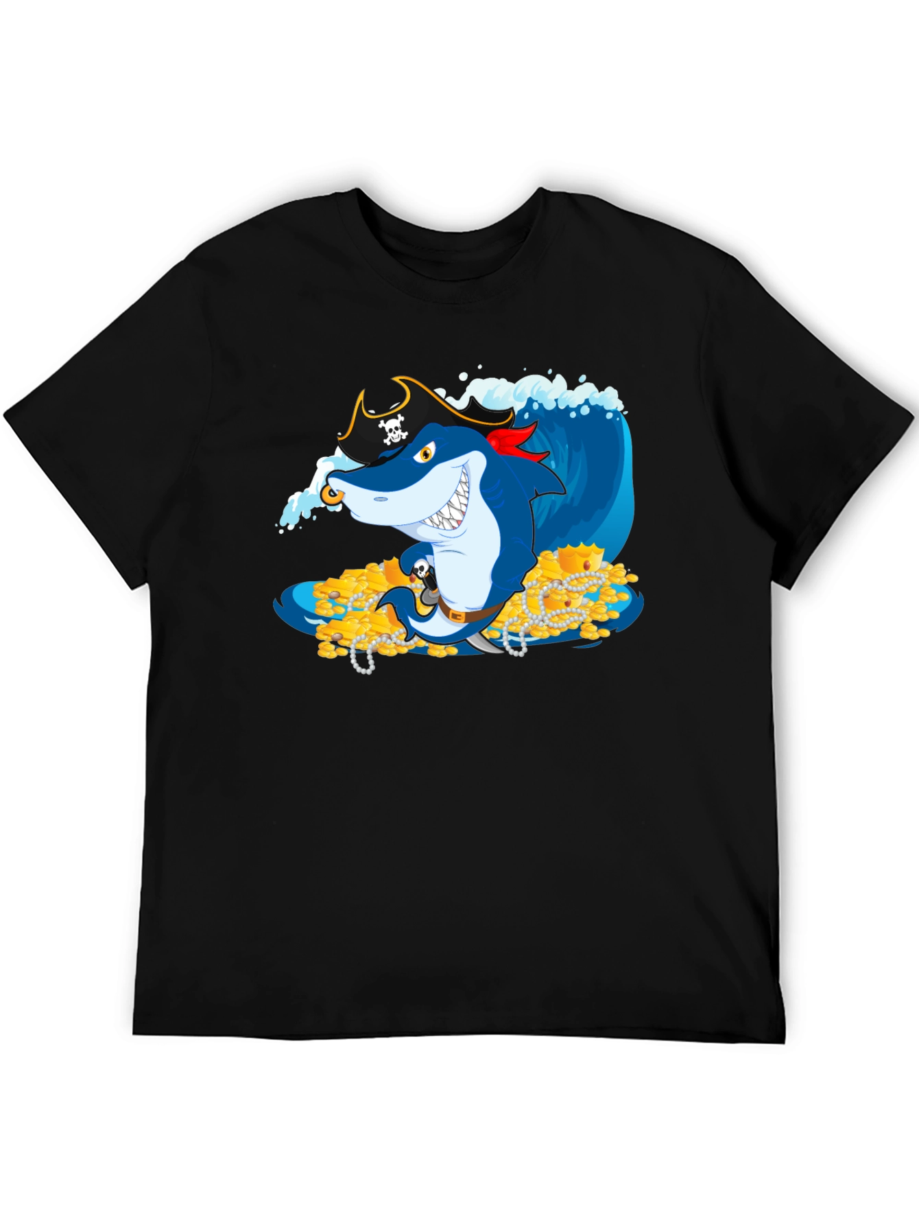 Pirate Shark Treasure T-Shirt - Novelty Graphic Tee