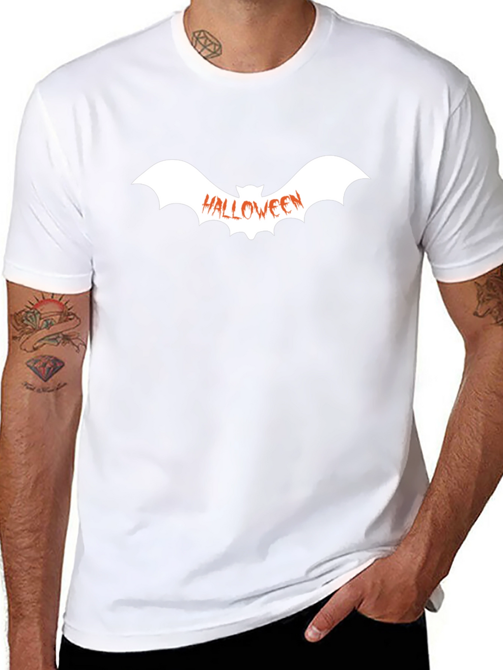 Halloween Bat Graphic Tee - Spooky Season Shirt