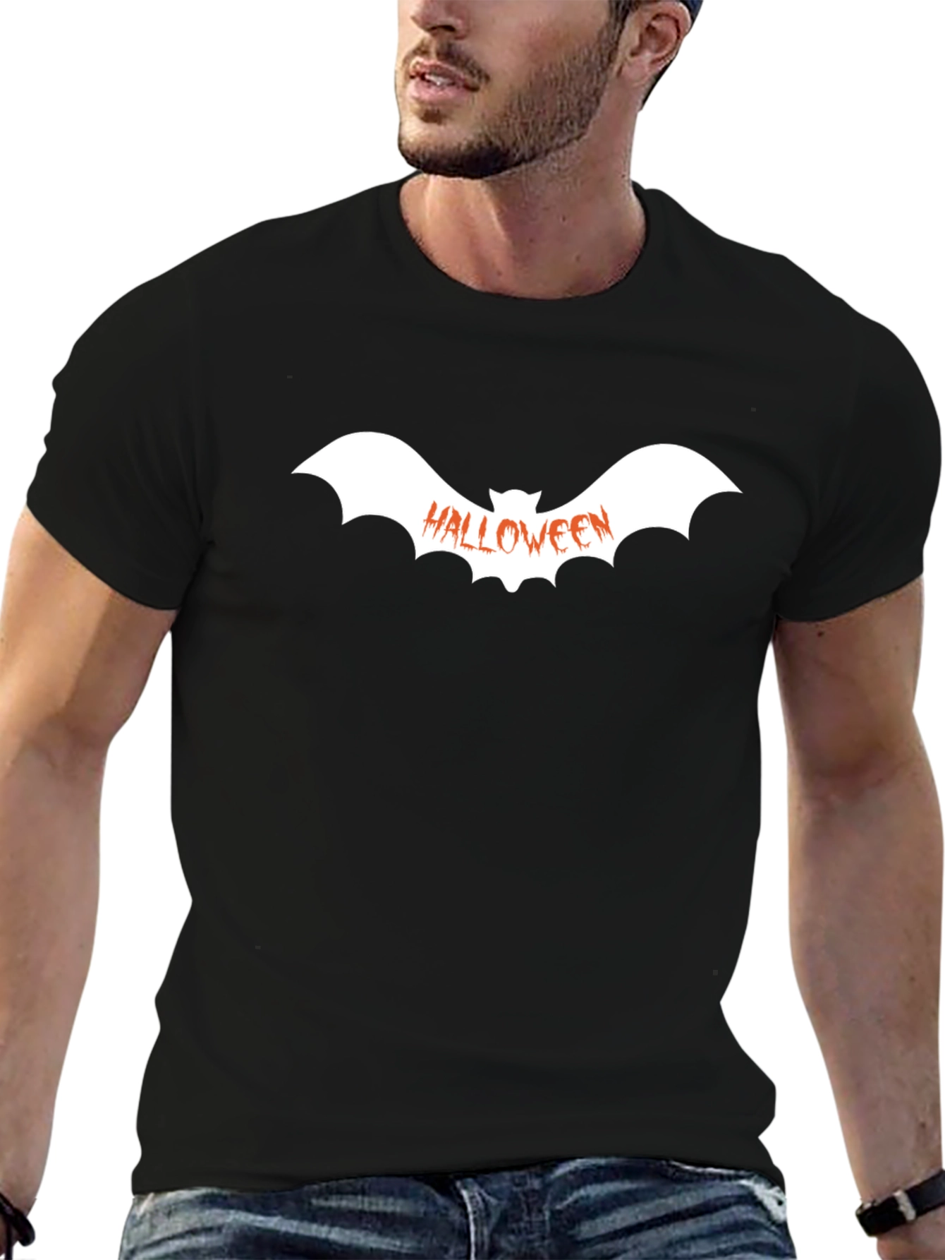 Halloween Bat Graphic Tee - Spooky Season Shirt