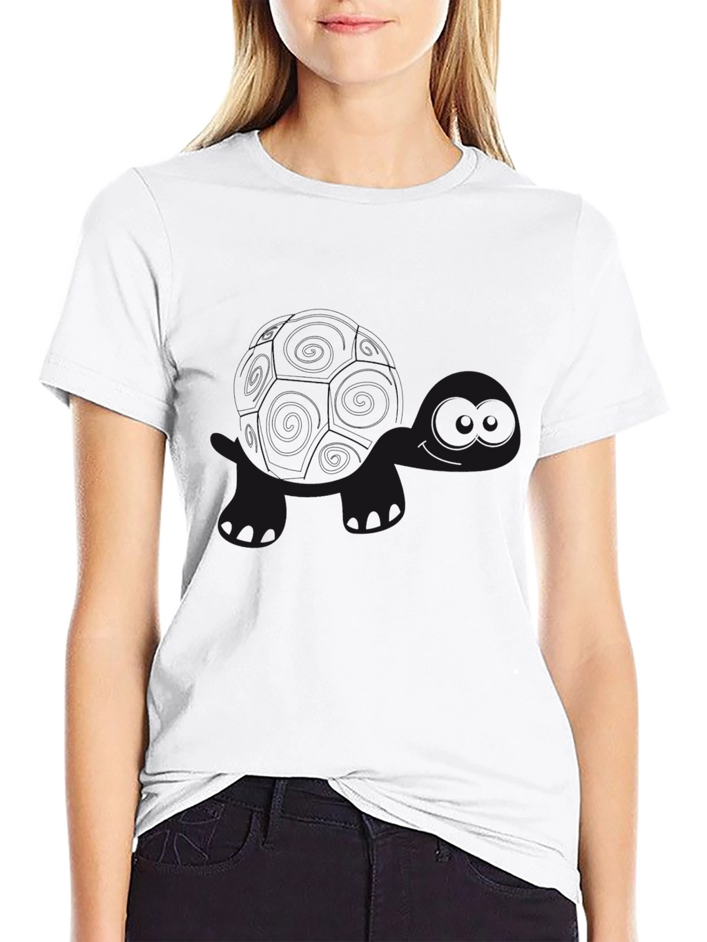 Black Turtle Print Tee - Casual Comfort