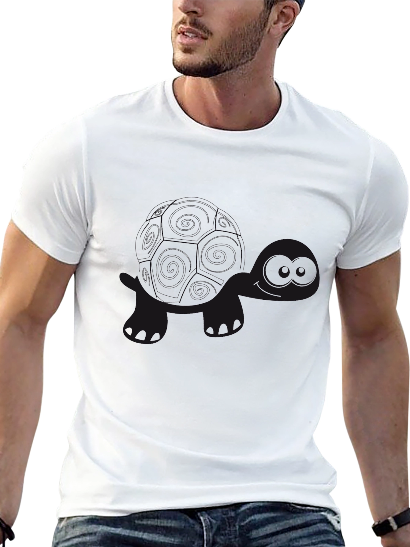 Black Turtle Print Tee - Casual Comfort