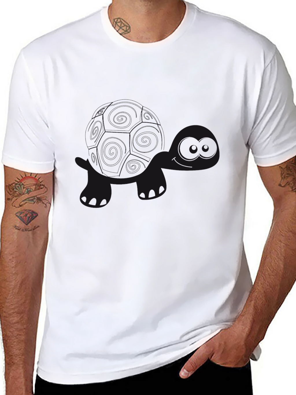 Black Turtle Print Tee - Casual Comfort
