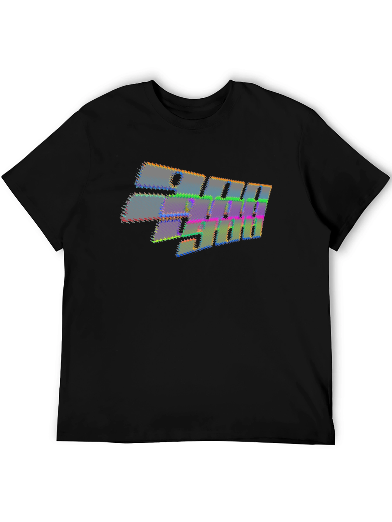 Retro Glitch Graphic T-Shirt - Black