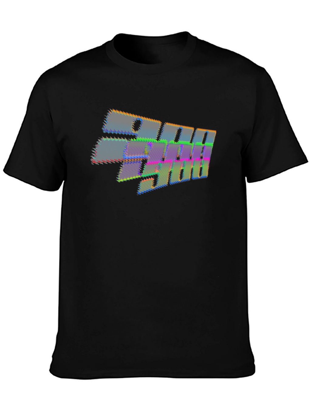 Retro Glitch Graphic T-Shirt - Black