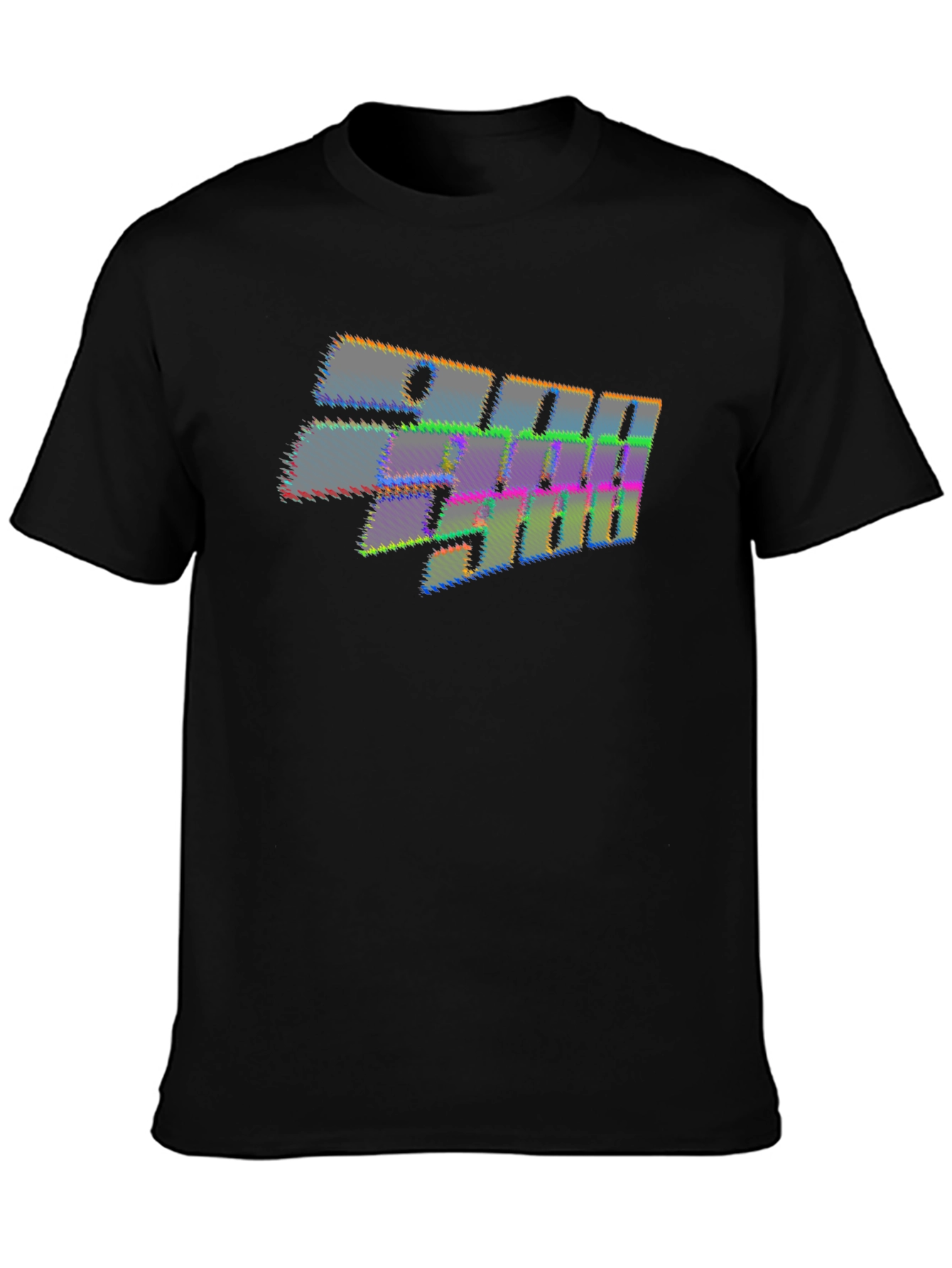 Retro Glitch Graphic T-Shirt - Black