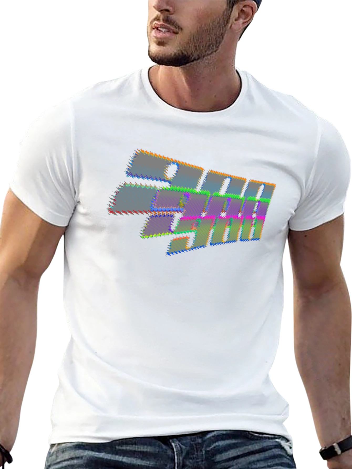Retro Glitch Graphic T-Shirt - Black
