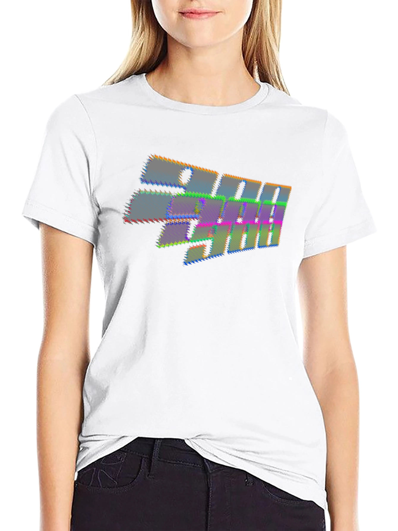 Retro Glitch Graphic T-Shirt - Black