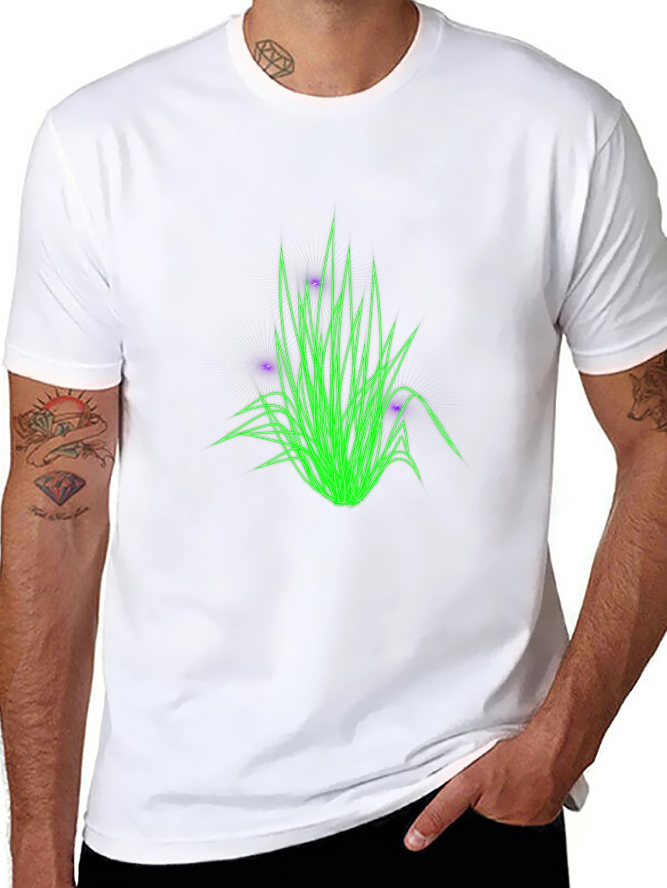 Neon Grass Graphic Tee - Stylish Black T-Shirt