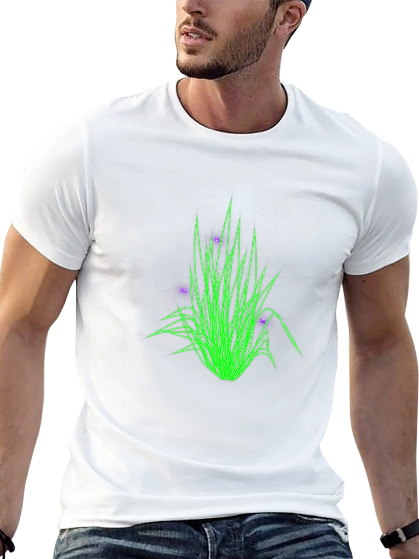 Neon Grass Graphic Tee - Stylish Black T-Shirt