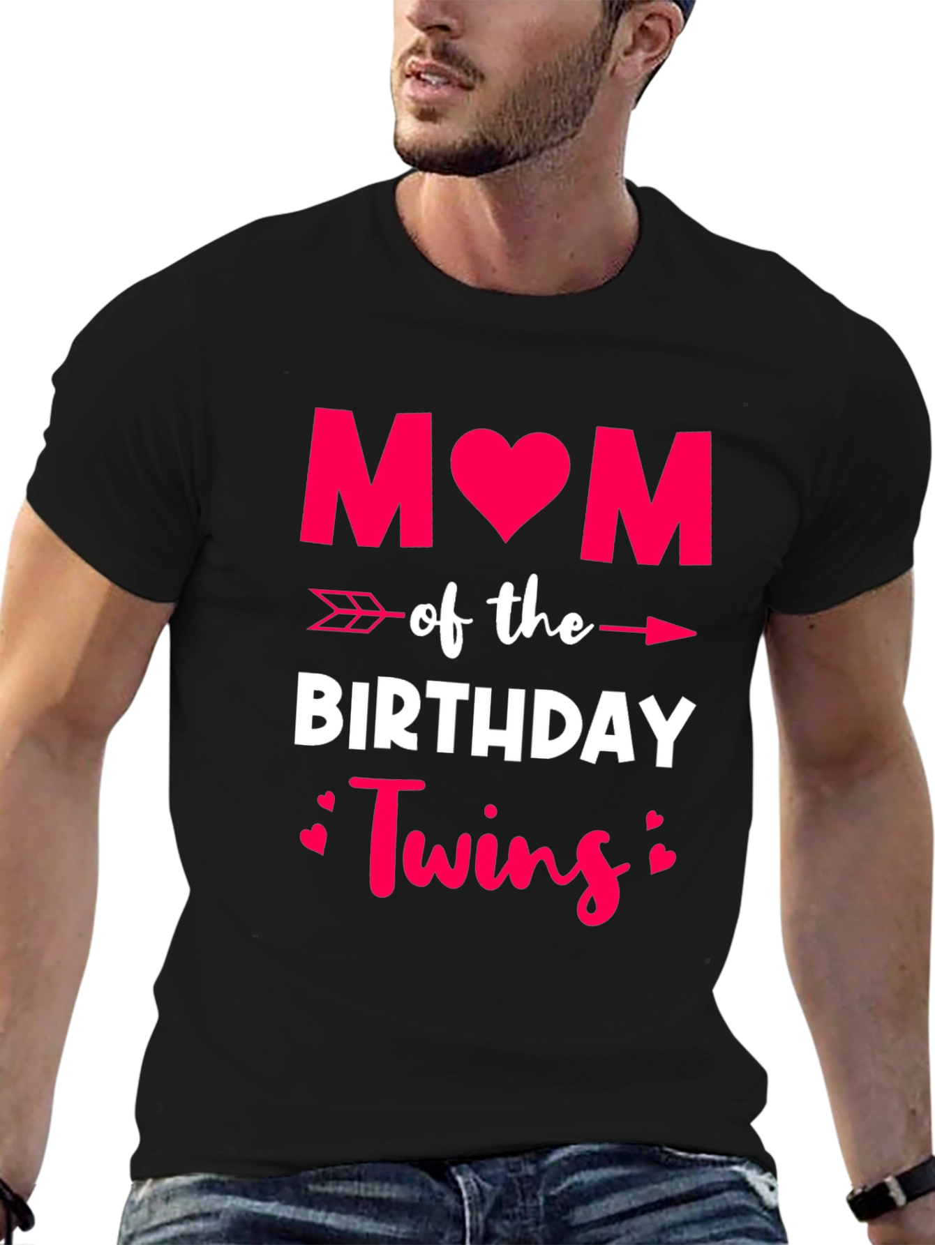 Mom of Birthday Twins T-Shirt - Black