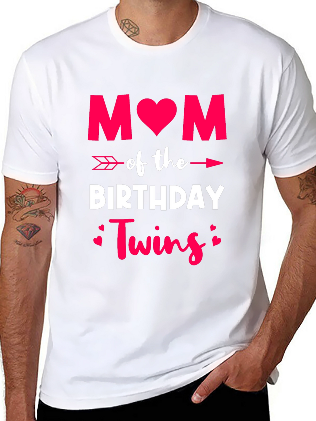 Mom of Birthday Twins T-Shirt - Black