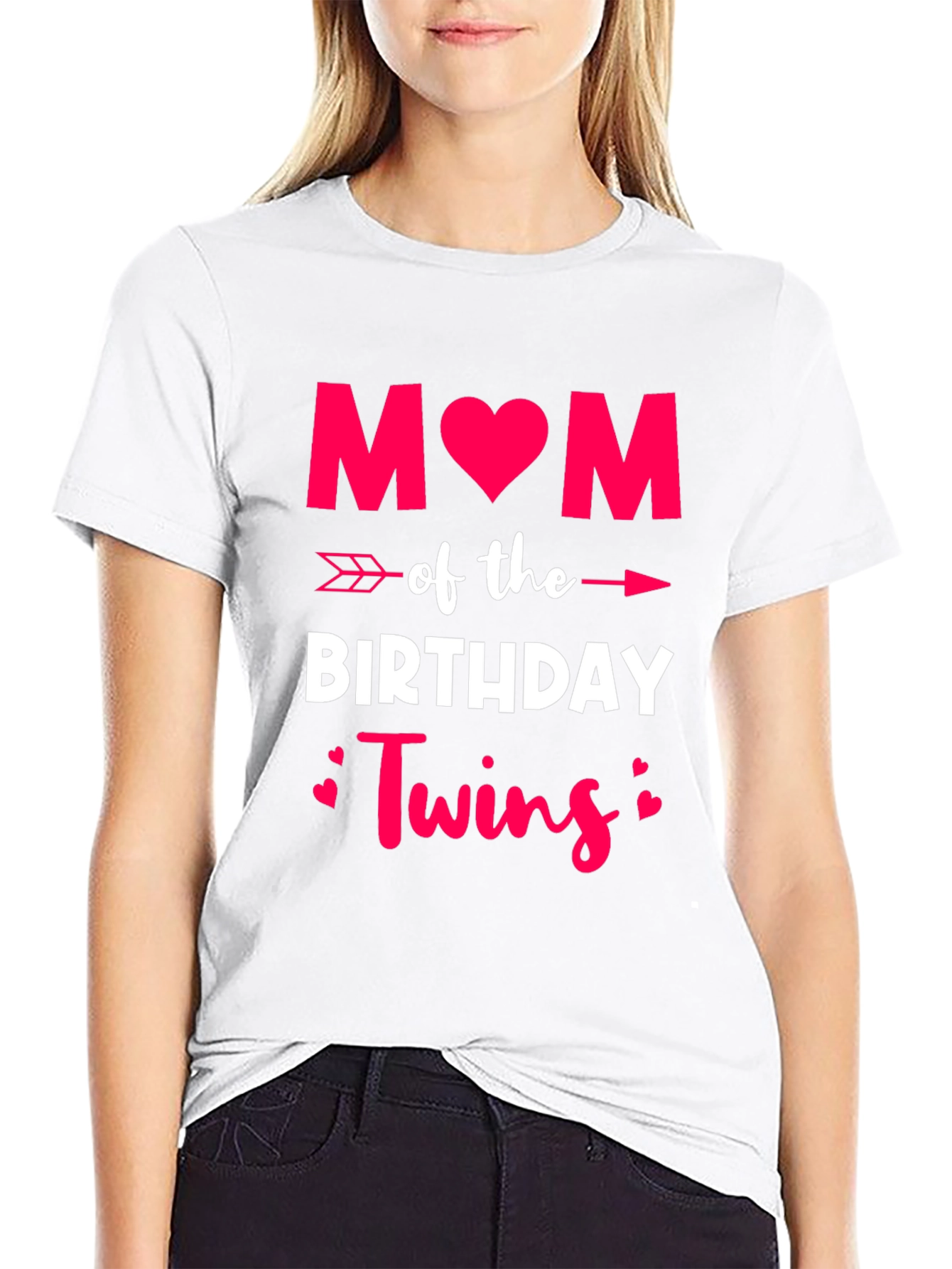 Mom of Birthday Twins T-Shirt - Black