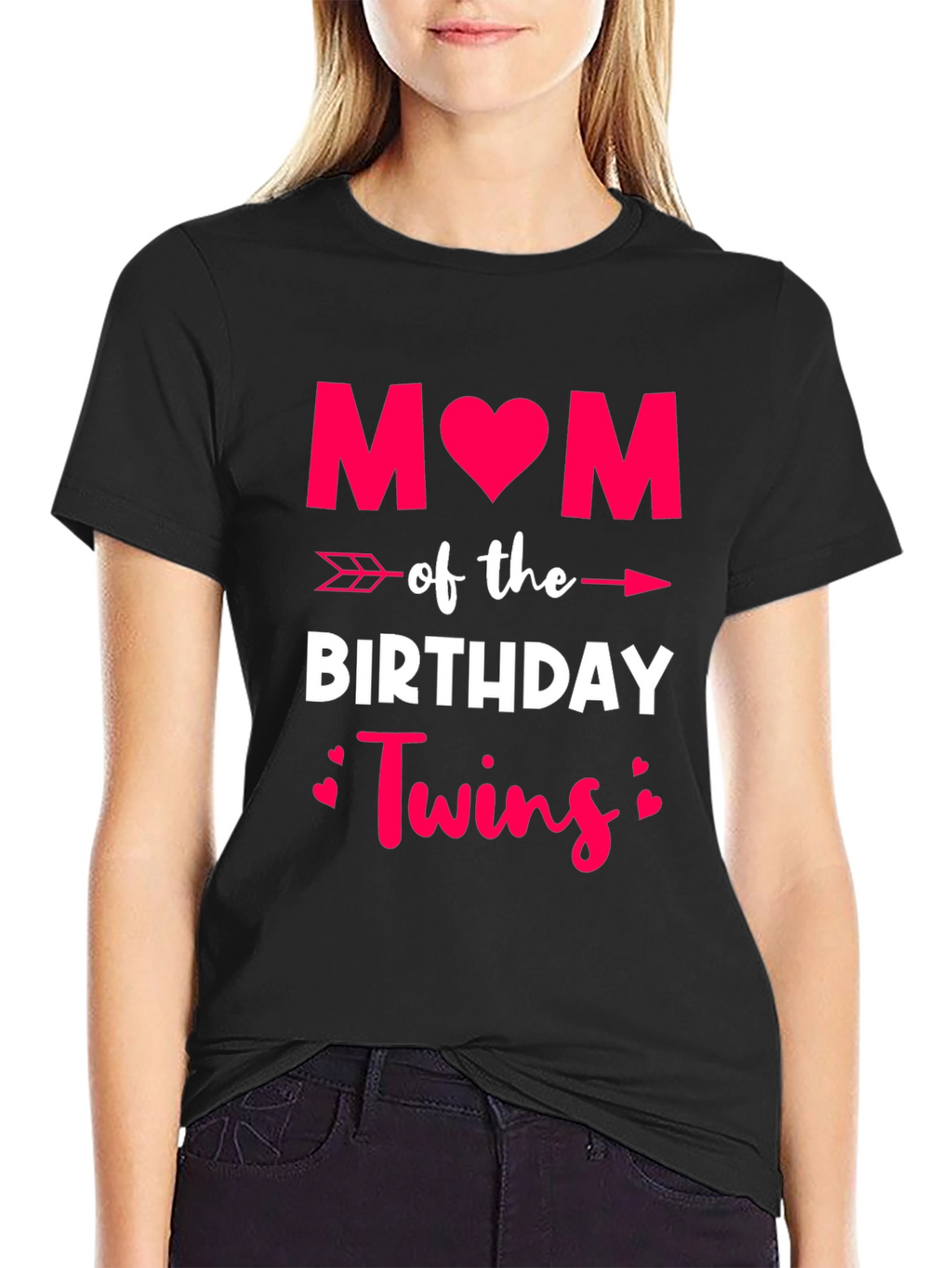 Mom of Birthday Twins T-Shirt - Black