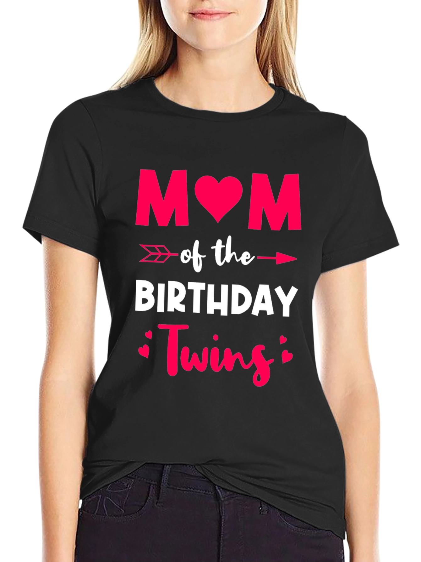 Mom of Birthday Twins T-Shirt - Black