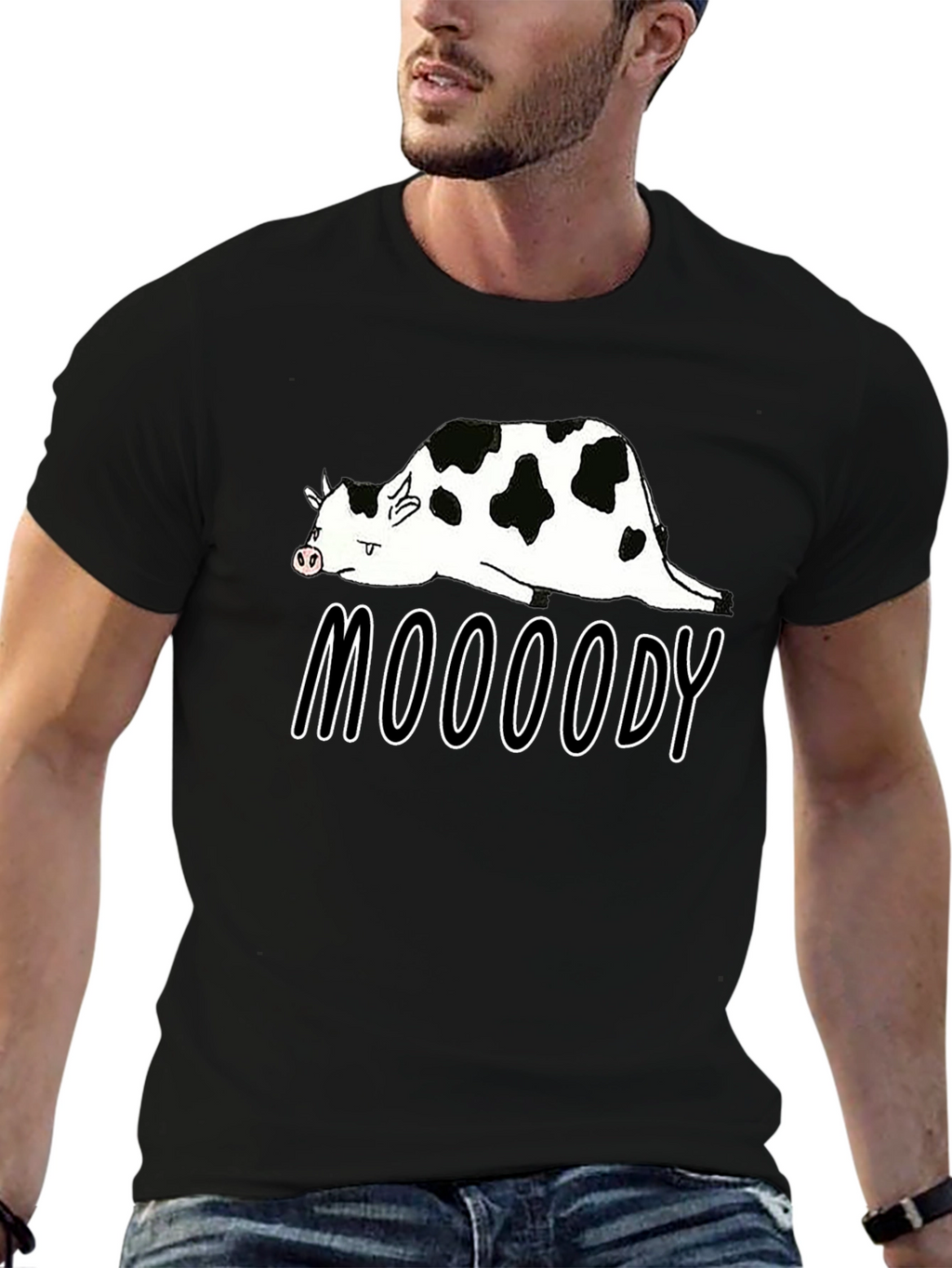 Mooooody Cow Graphic Tee - Funny Animal Shirt