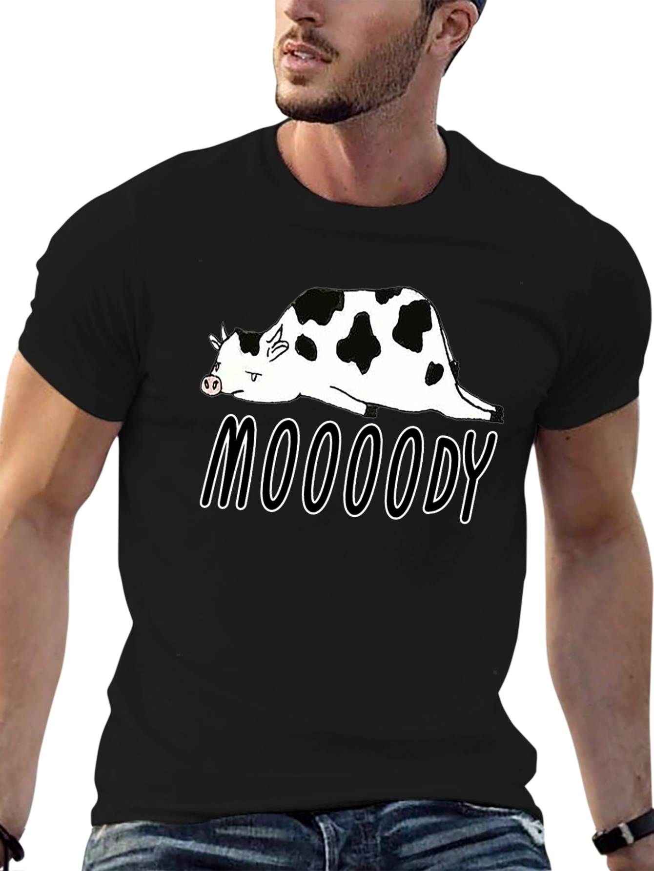 Mooooody Cow Graphic Tee - Funny Animal Shirt