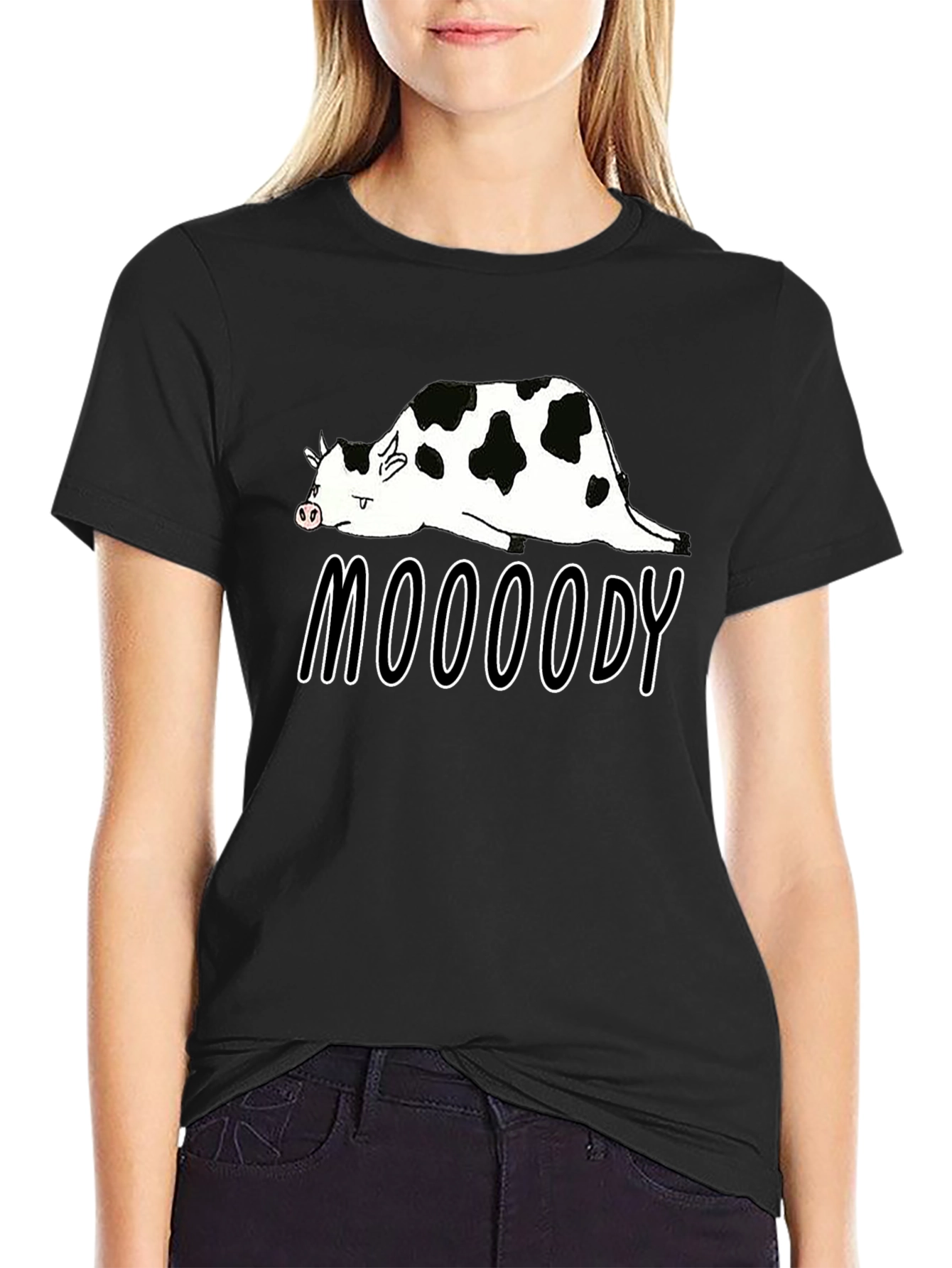 Mooooody Cow Graphic Tee - Funny Animal Shirt