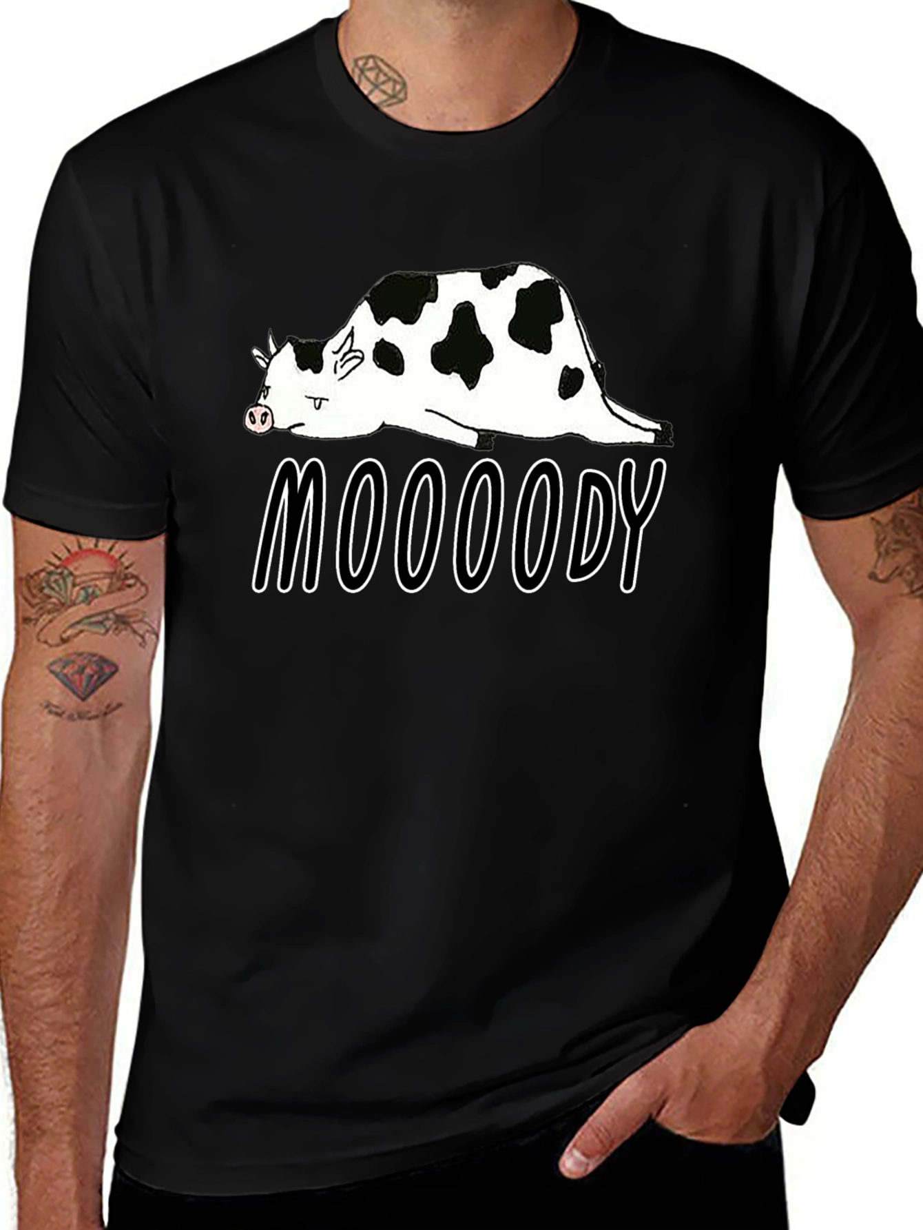 Mooooody Cow Graphic Tee - Funny Animal Shirt