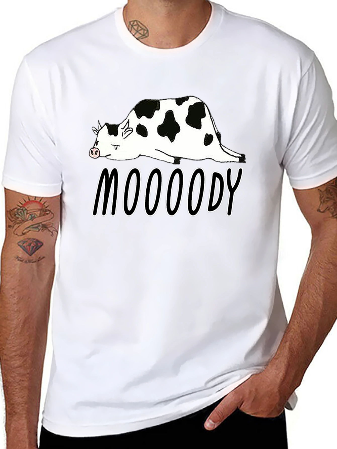 Mooooody Cow Graphic Tee - Funny Animal Shirt