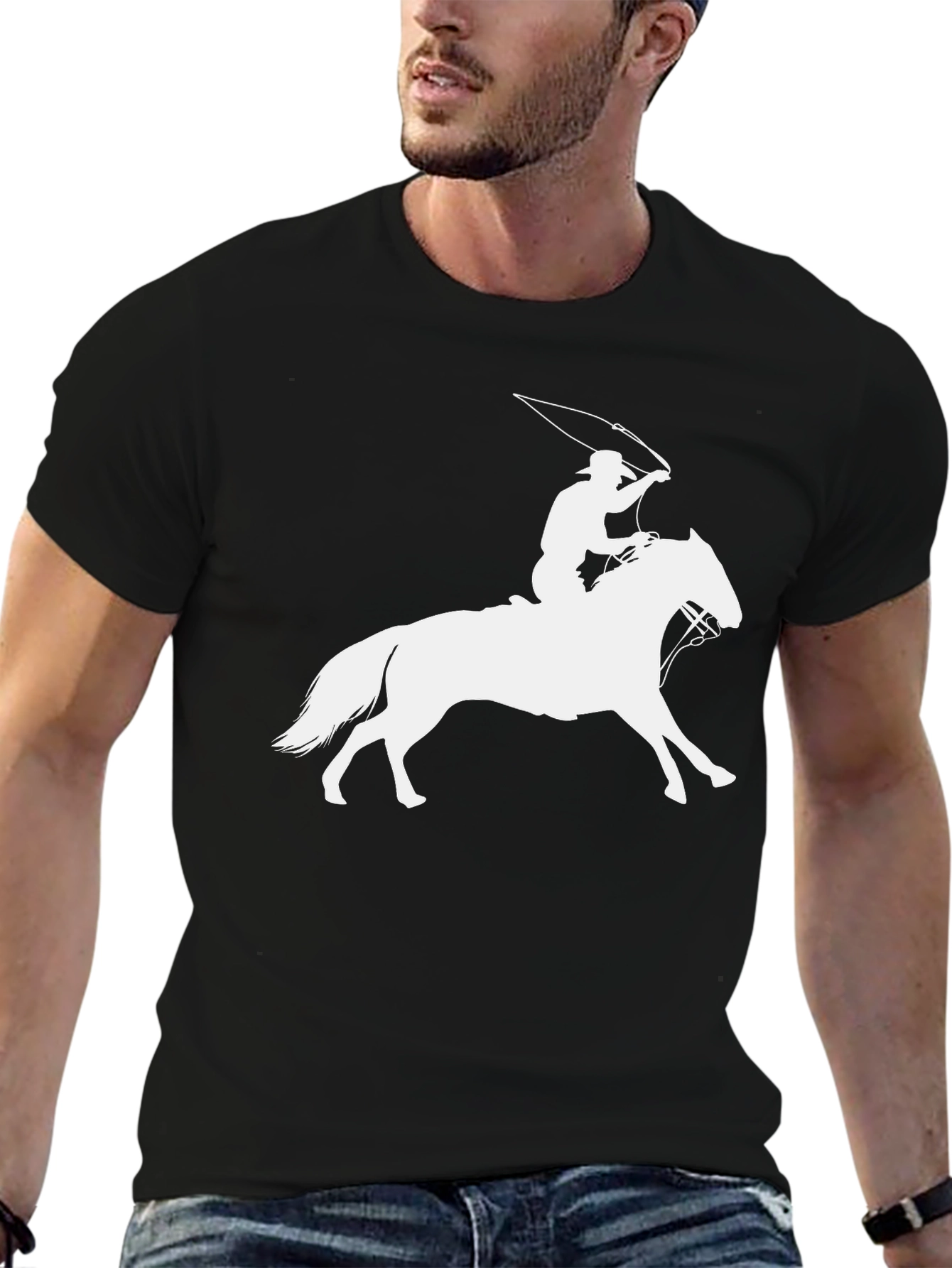 Cowboy Lasso Horse Black T-Shirt