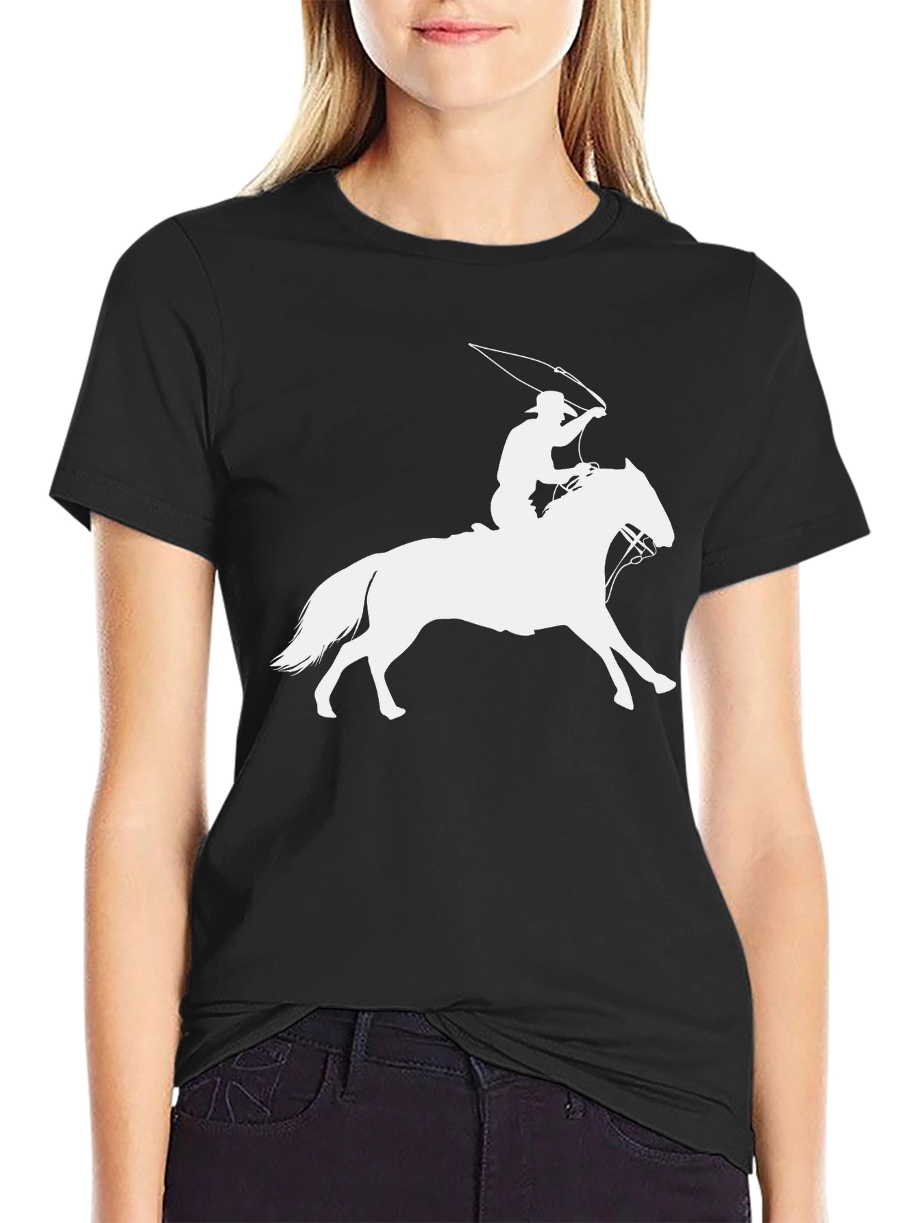 Cowboy Lasso Horse Black T-Shirt