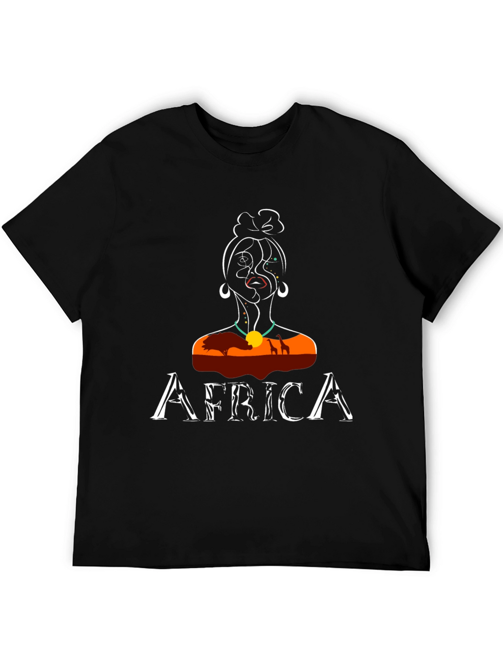 Africa T-Shirt Unique Woman Design Black Tee