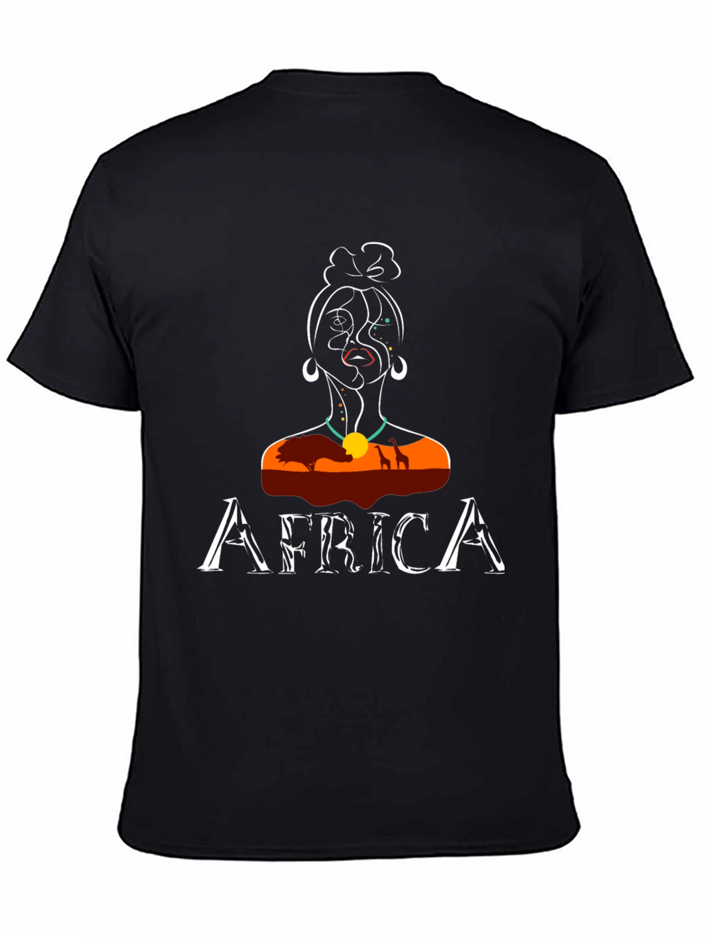 Africa T-Shirt Unique Woman Design Black Tee