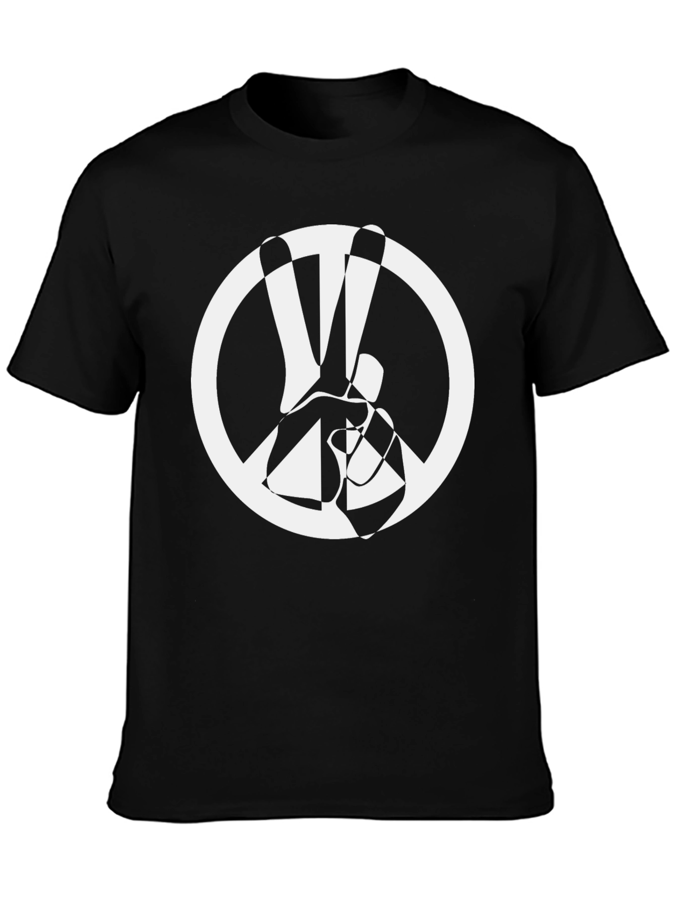 Peace Symbol Graphic Tee - Black Cotton T-Shirt