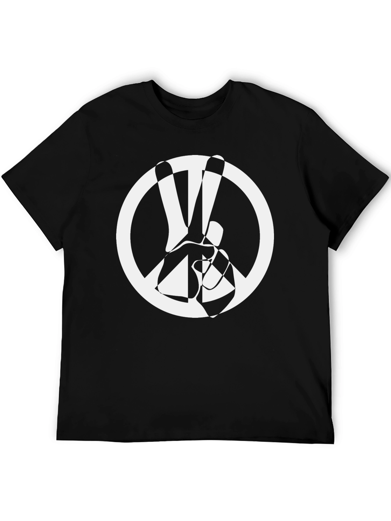 Peace Symbol Graphic Tee - Black Cotton T-Shirt