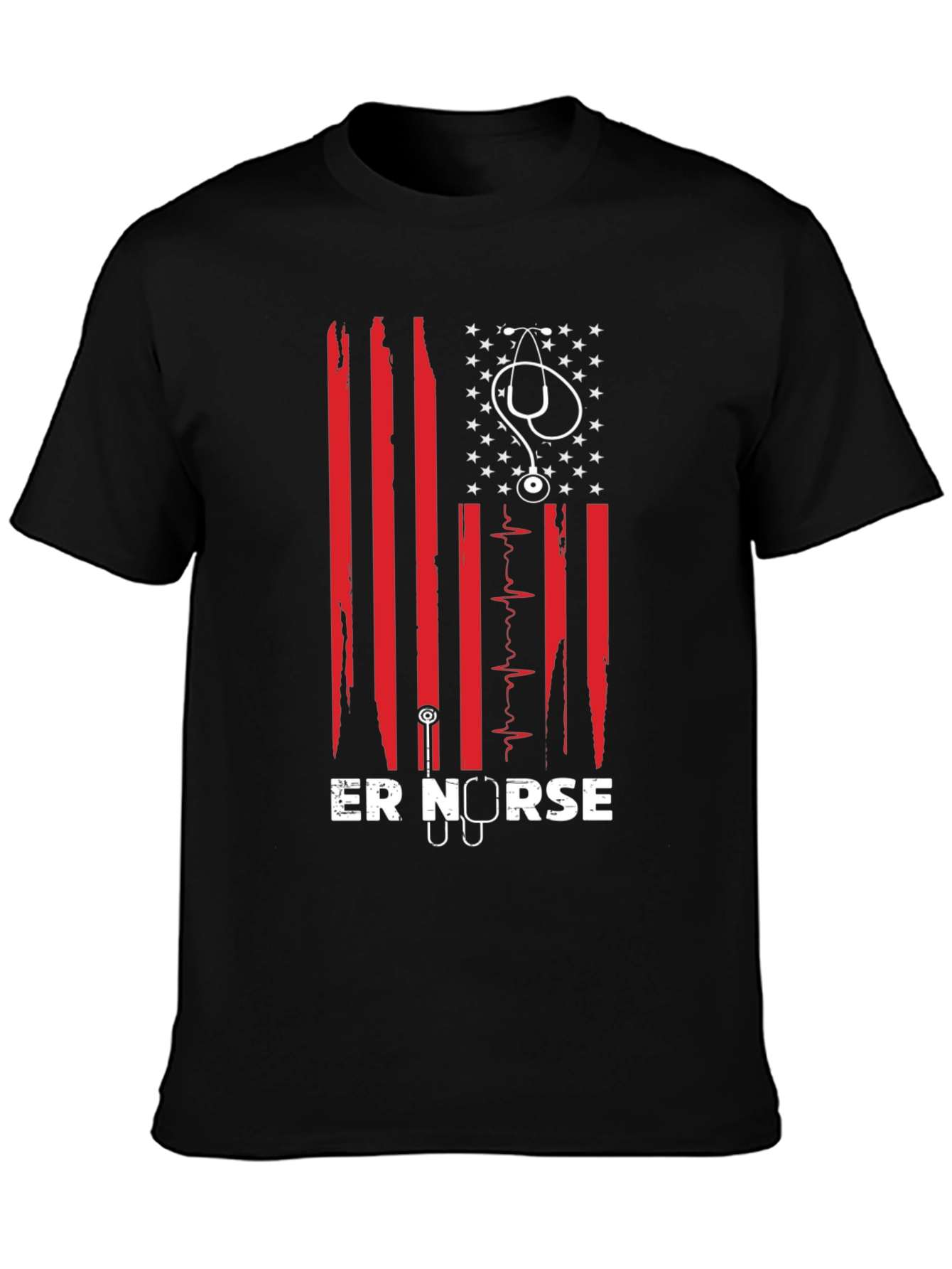 ER Nurse American Flag Graphic T-Shirt