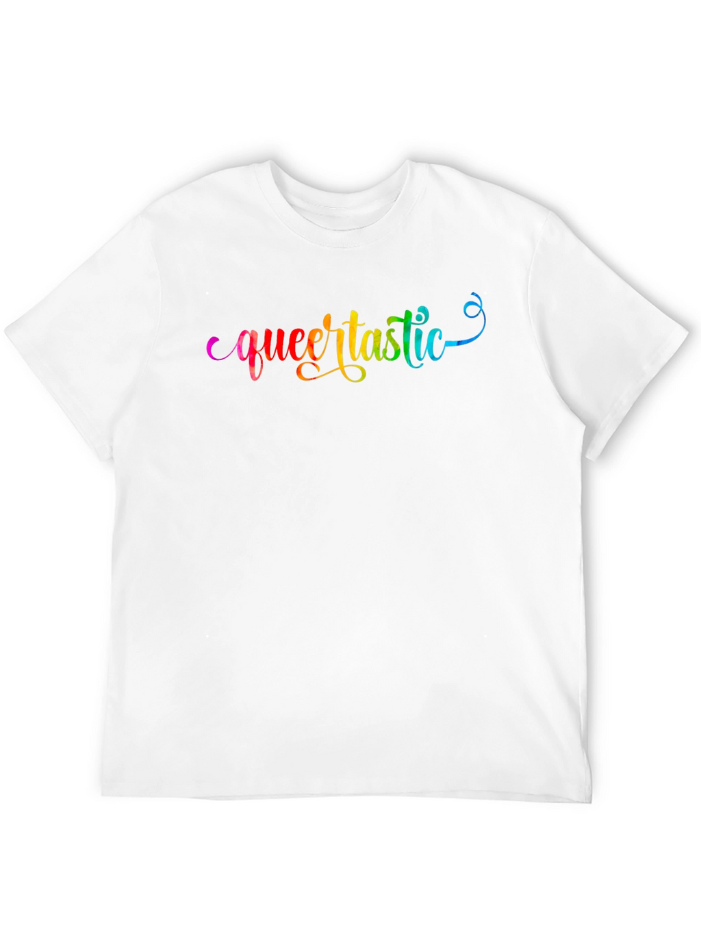 Queertastic Black T-Shirt - Pride Rainbow Text