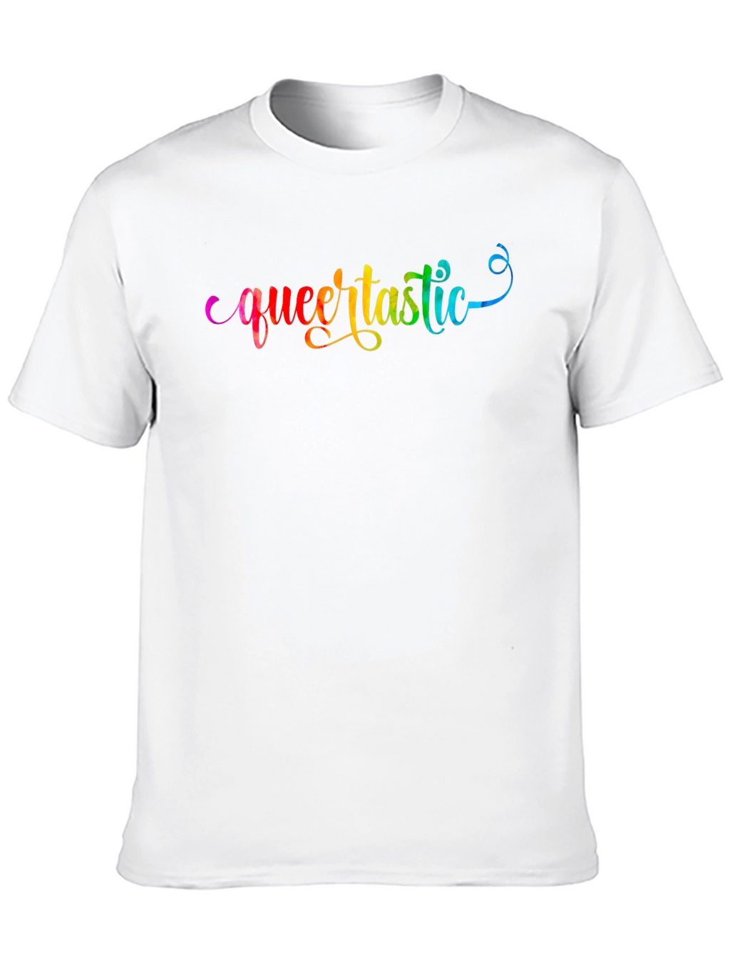 Queertastic Black T-Shirt - Pride Rainbow Text