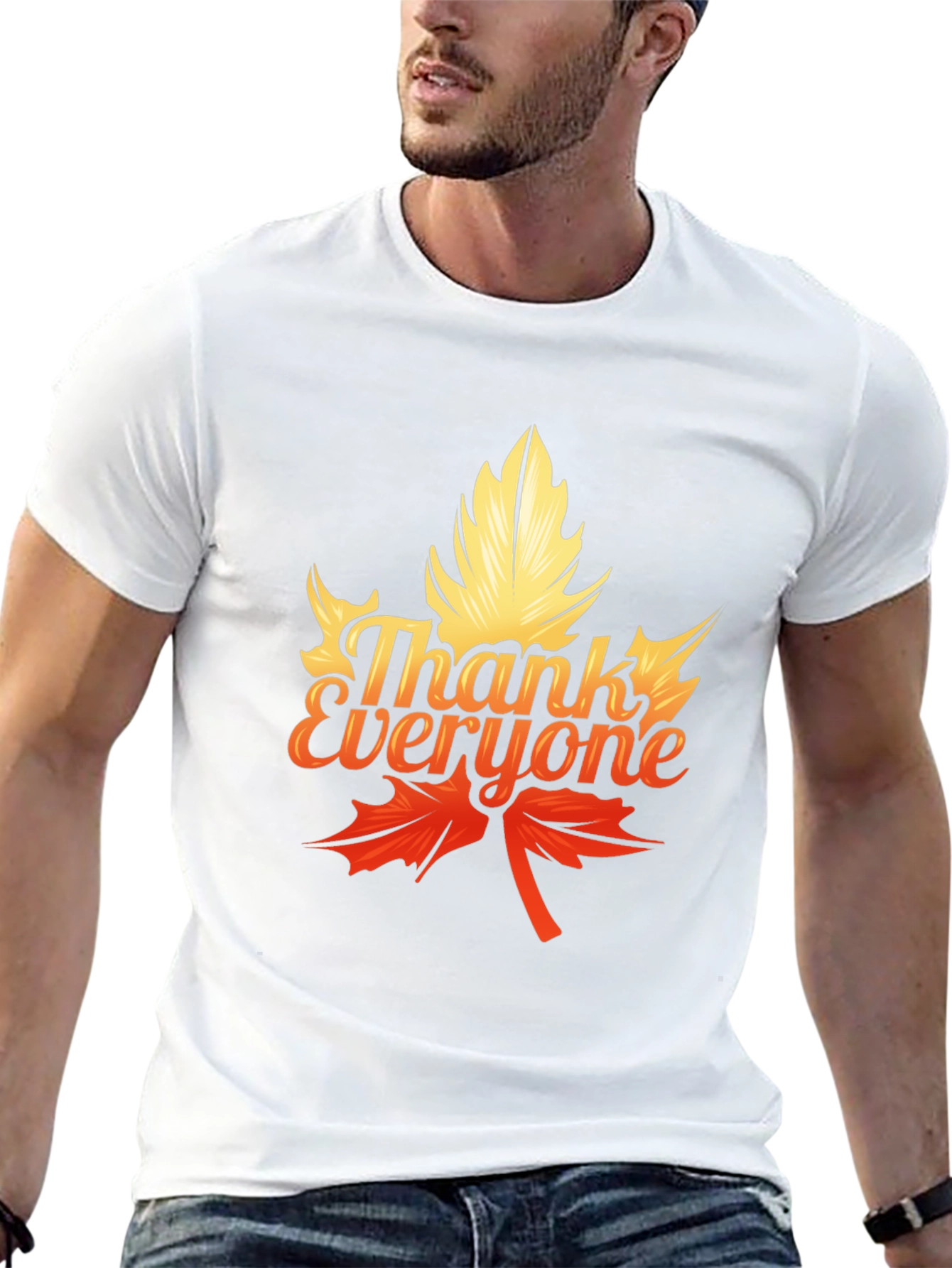 Thank Everyone Maple Leaf Graphic Tee - Black
